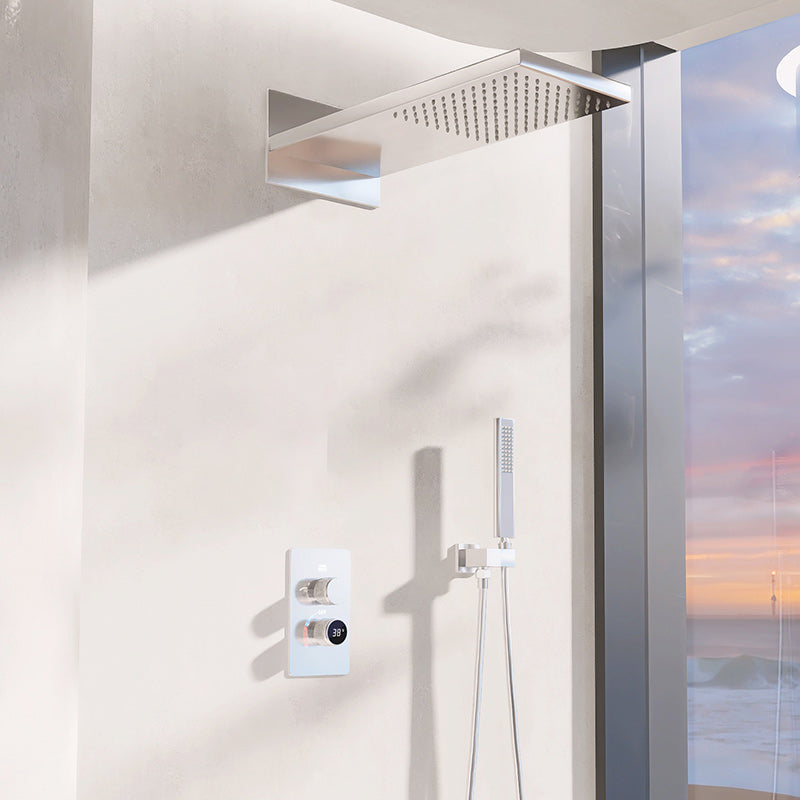 Modern Shower Head Combo Brass Wall Mounted Temperature Control Shower Set