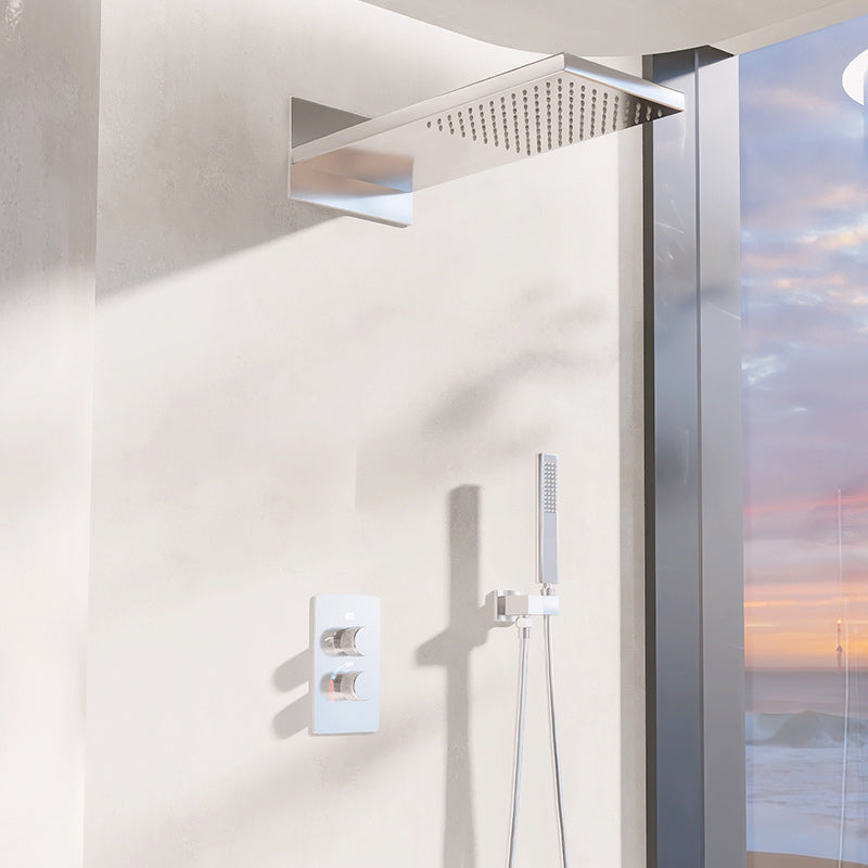 Modern Shower Head Combo Brass Wall Mounted Temperature Control Shower Set