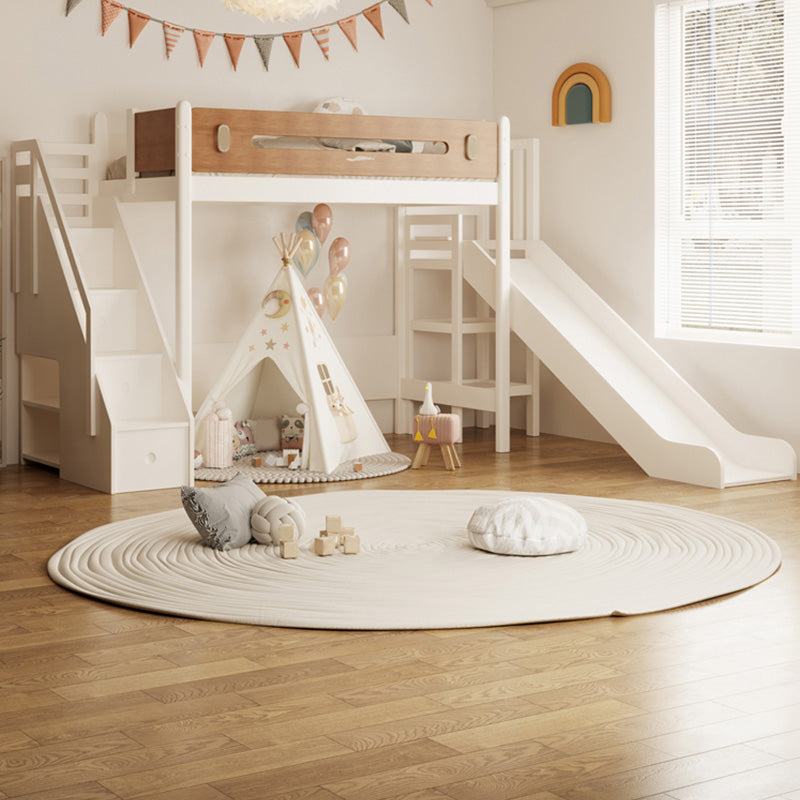 Contemporary Loft Bed with Guardrails in White Solid Wood No Theme