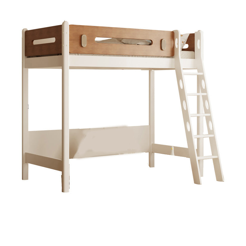 Contemporary Loft Bed with Guardrails in White Solid Wood No Theme