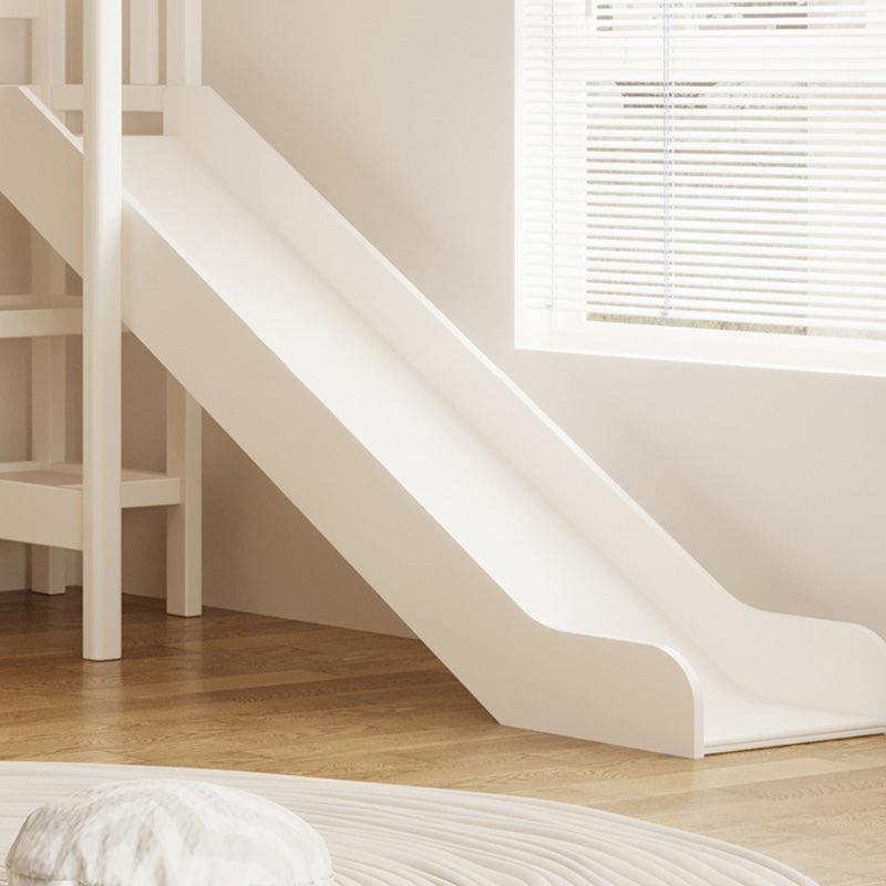 Contemporary Loft Bed with Guardrails in White Solid Wood No Theme