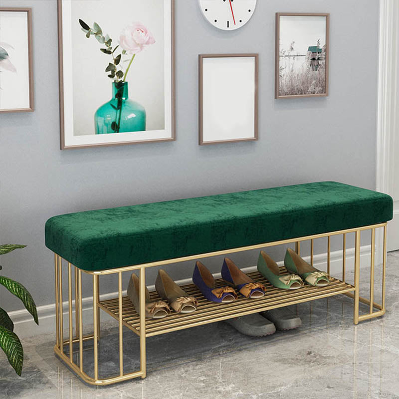 Glam Rectangle Seating Bench Cushioned Backless Entryway Bench with Storage