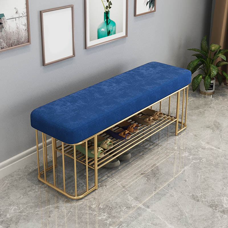 Glam Rectangle Seating Bench Cushioned Backless Entryway Bench with Storage