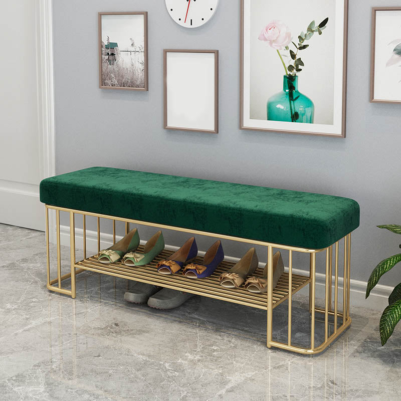 Glam Rectangle Seating Bench Cushioned Backless Entryway Bench with Storage