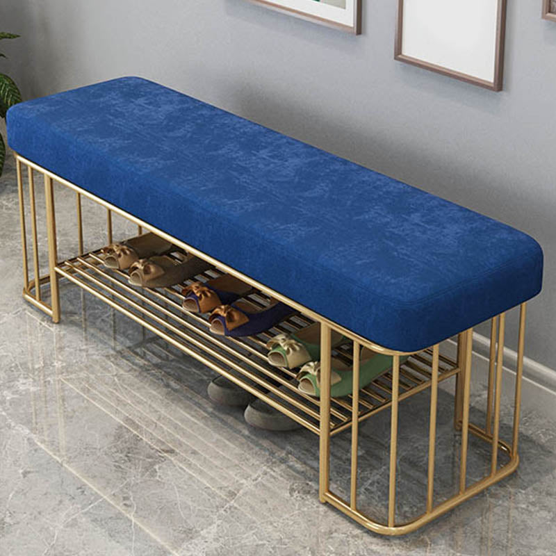 Glam Rectangle Seating Bench Cushioned Backless Entryway Bench with Storage