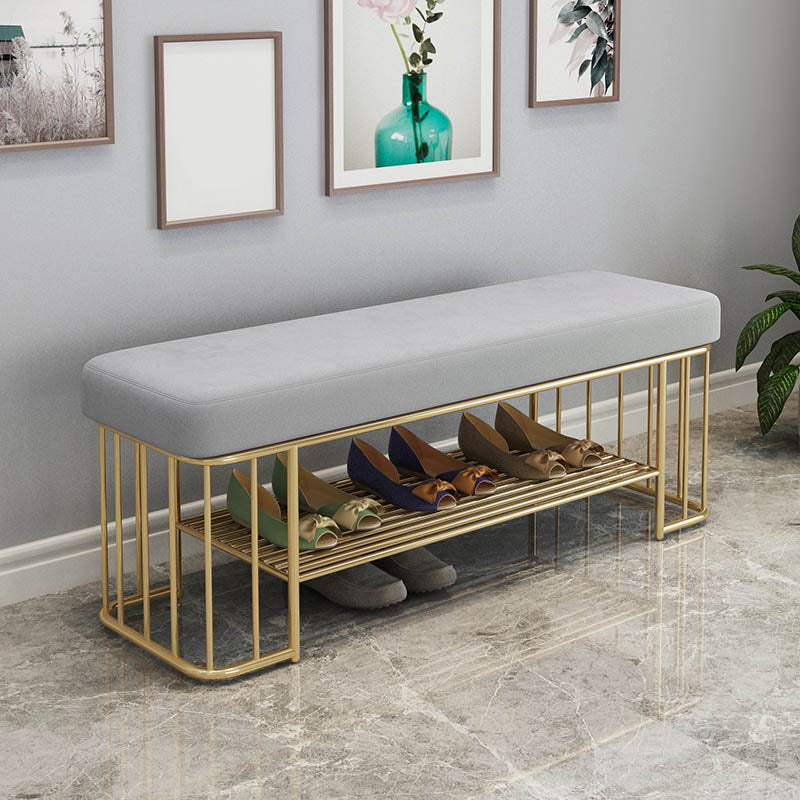 Glam Rectangle Seating Bench Cushioned Backless Entryway Bench with Storage