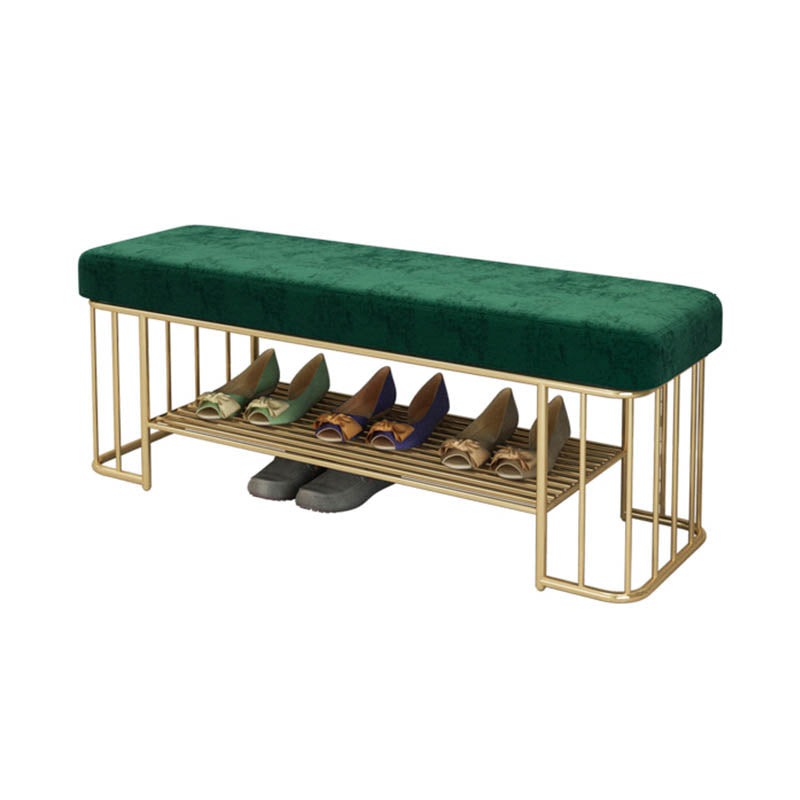 Glam Rectangle Seating Bench Cushioned Backless Entryway Bench with Storage