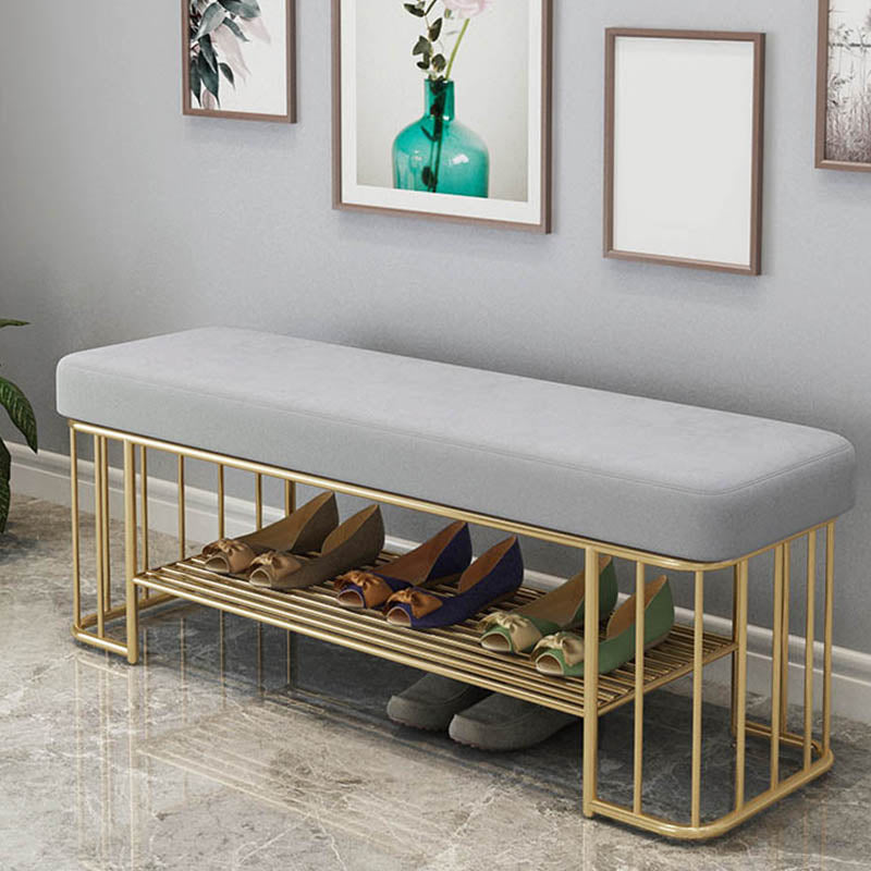 Glam Rectangle Seating Bench Cushioned Backless Entryway Bench with Storage