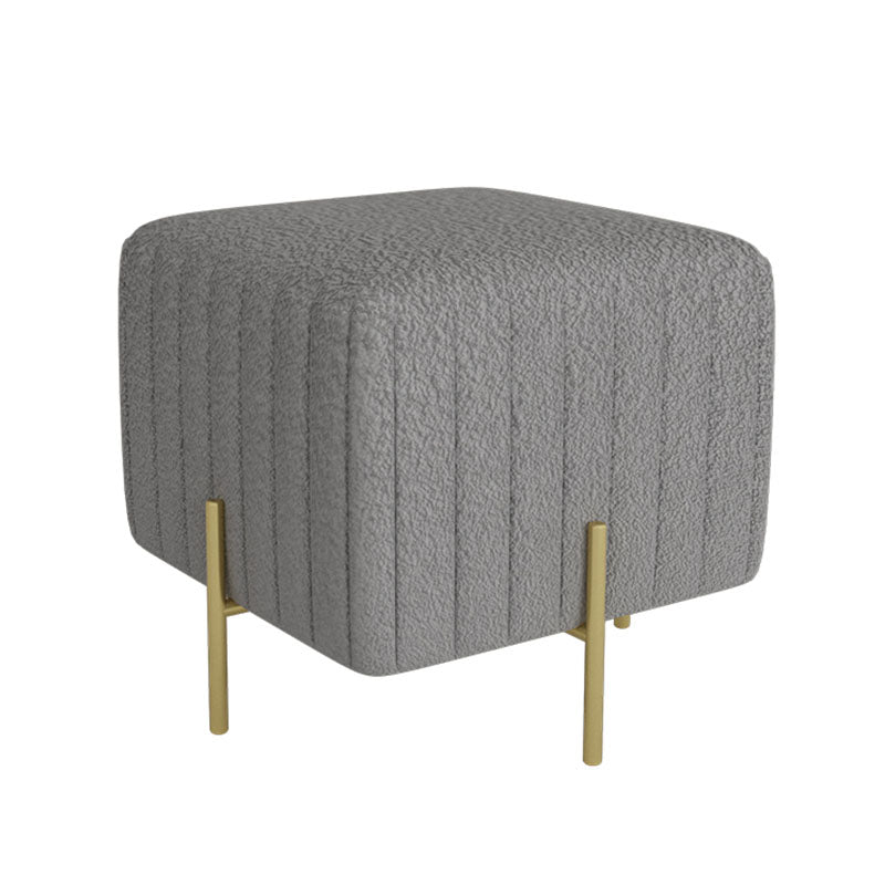 Contemporary Pouf Ottoman Velvet Upholstered Solid Color Square Ottoman with Metal Legs