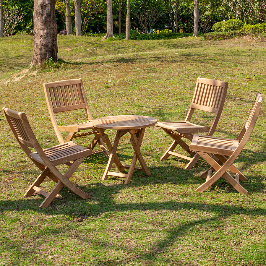 Modern Outdoor Dining Table Set 1/2/3/5 Pcs Teak Solid Wood Patio Dining Table and Chairs