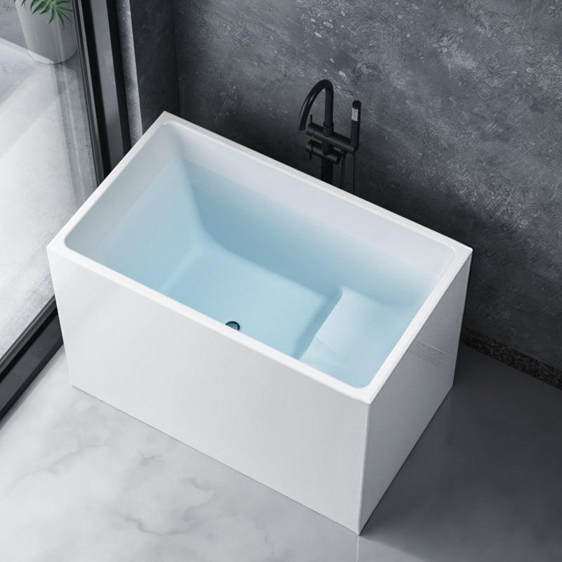 White Freestanding Bathtub Acrylic Soaking Rectangular Modern Bath