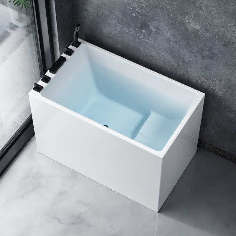 White Freestanding Bathtub Acrylic Soaking Rectangular Modern Bath