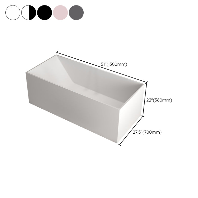 Stand Alone Rectangular Bath Modern Acrylic Soaking Back to Wall Bathtub