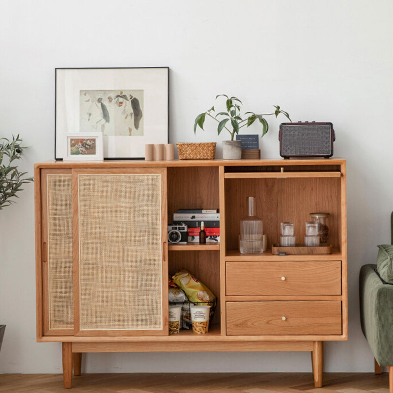 Modern Style Storage Buffet Stand Solid Wood Buffet Sideboard with 2-Drawer