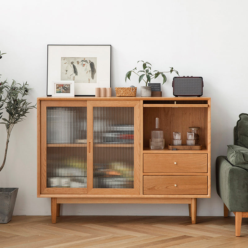 Modern Style Storage Buffet Stand Solid Wood Buffet Sideboard with 2-Drawer