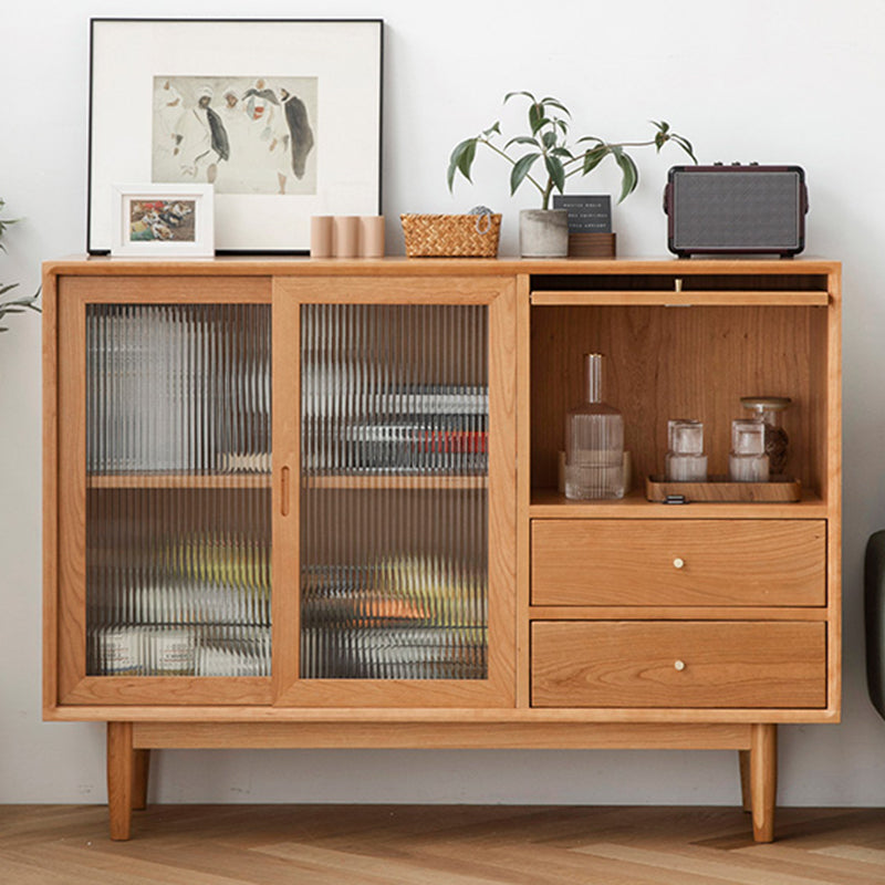 Modern Style Storage Buffet Stand Solid Wood Buffet Sideboard with 2-Drawer