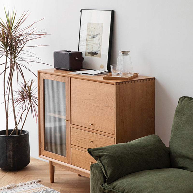 Modern Style Storage Buffet Stand Solid Wood Buffet Sideboard with 2-Drawer