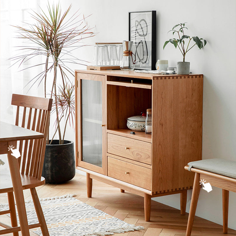 Modern Style Storage Buffet Stand Solid Wood Buffet Sideboard with 2-Drawer