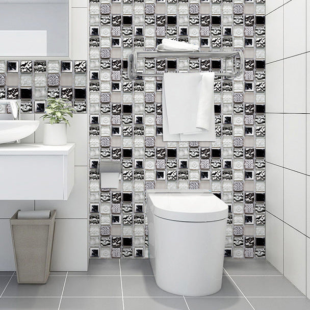 Square Peel and Stick Tiles Grid Mosaic Tile Indoor Wallpaper