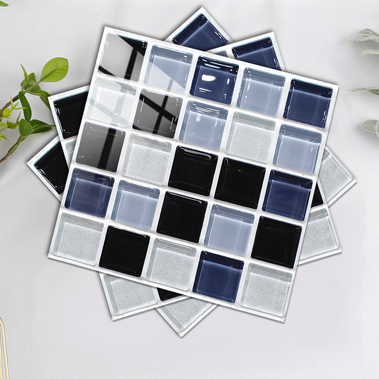 Square Peel and Stick Tiles Grid Mosaic Tile Indoor Wallpaper