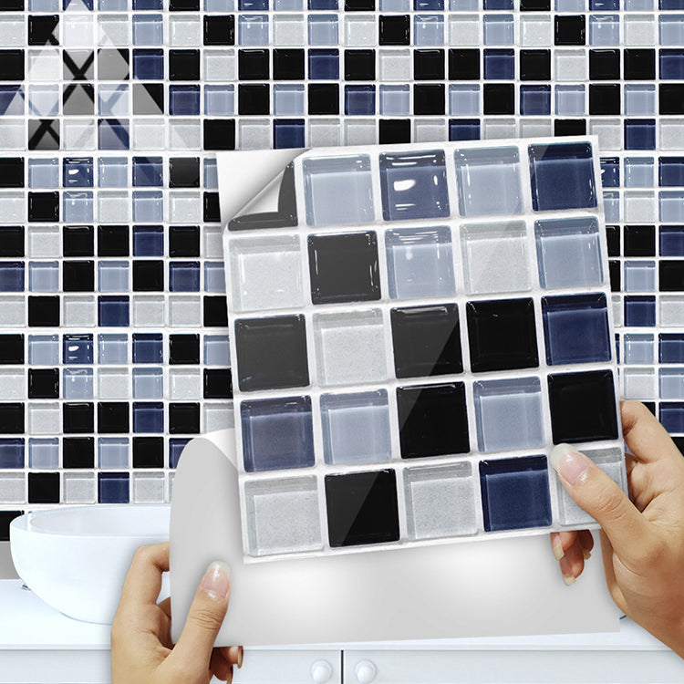 Square Peel and Stick Tiles Grid Mosaic Tile Indoor Wallpaper