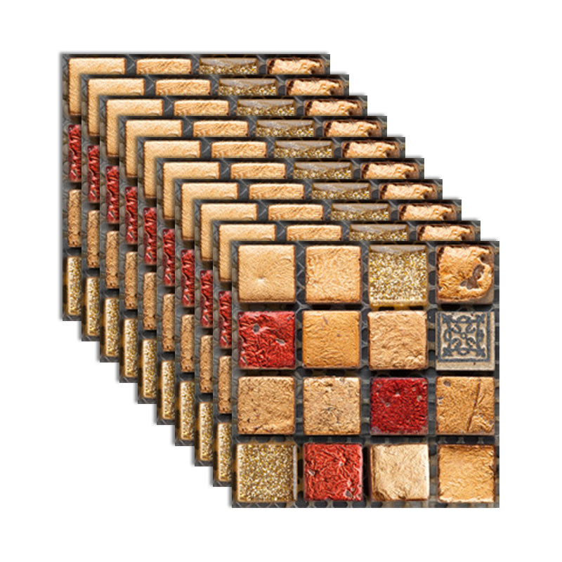 Square Peel and Stick Tiles Grid Mosaic Tile Indoor Wallpaper