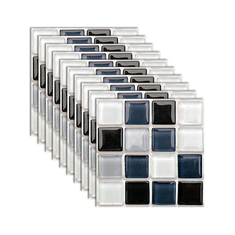 Square Peel and Stick Tiles Grid Mosaic Tile Indoor Wallpaper