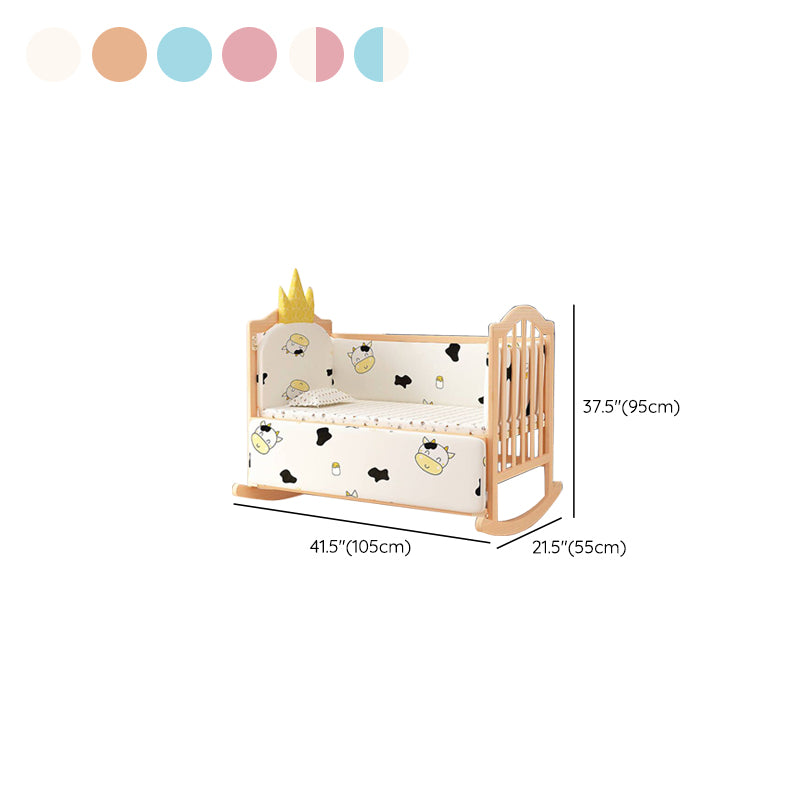 Traditional Solid Wood Crib Cradle Rocking Bedside Bassinet With Canopy