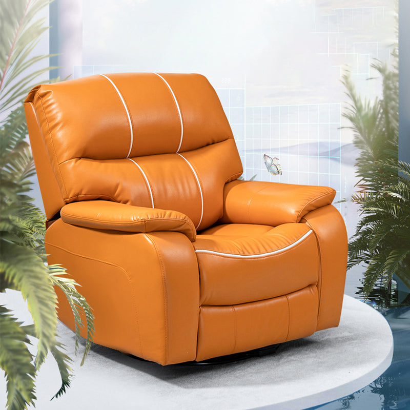 Swivel Rocker Standard Recliner Solid Color Leather Recliner Chair