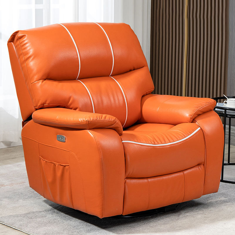 Swivel Rocker Standard Recliner Solid Color Leather Recliner Chair