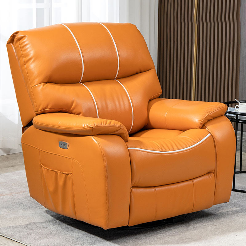 Swivel Rocker Standard Recliner Solid Color Leather Recliner Chair