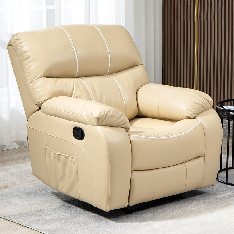 Swivel Rocker Standard Recliner Solid Color Leather Recliner Chair