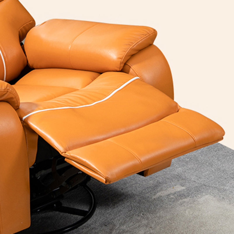 Swivel Rocker Standard Recliner Solid Color Leather Recliner Chair