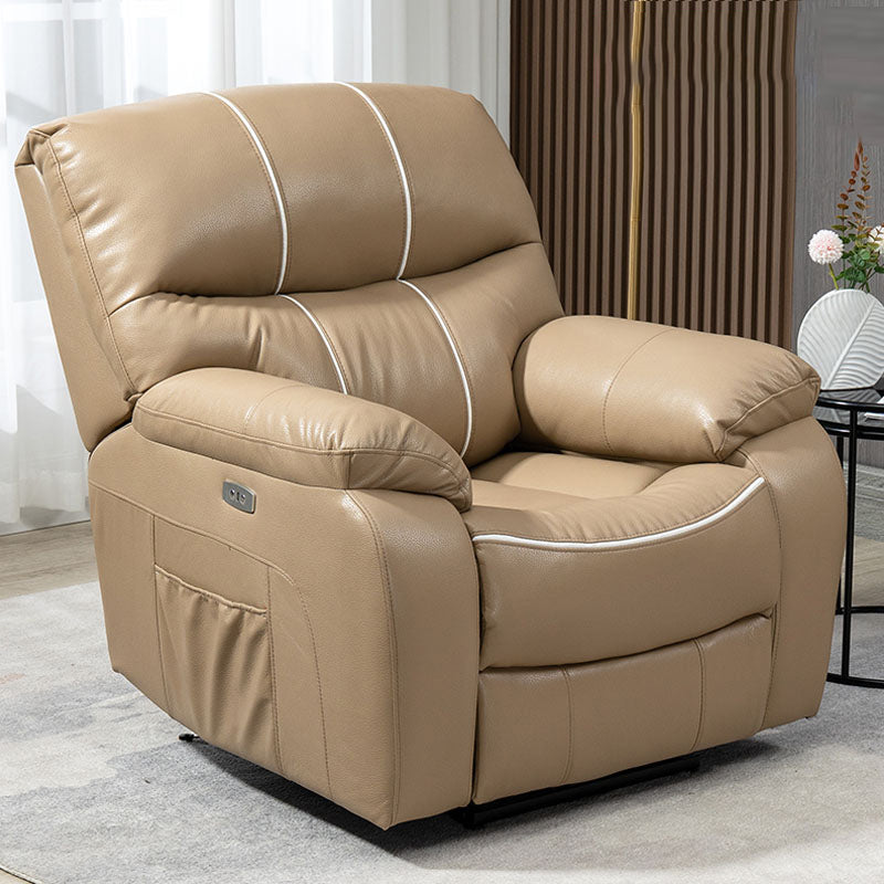 Swivel Rocker Standard Recliner Solid Color Leather Recliner Chair