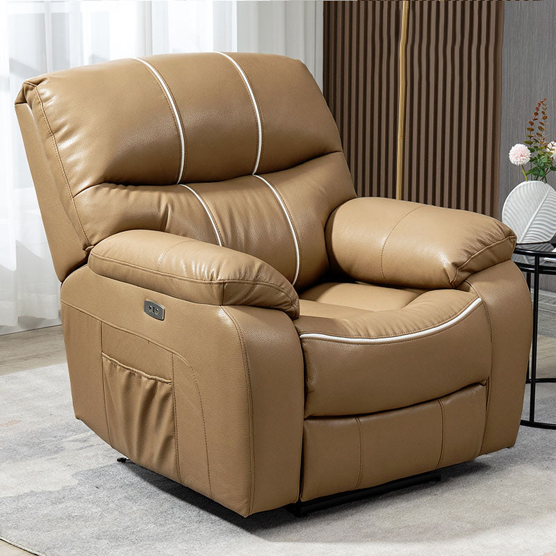 Swivel Rocker Standard Recliner Solid Color Leather Recliner Chair