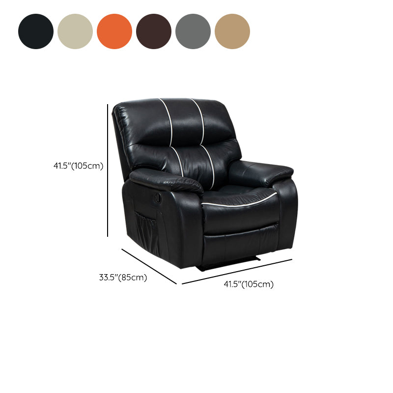 Swivel Rocker Standard Recliner Solid Color Leather Recliner Chair