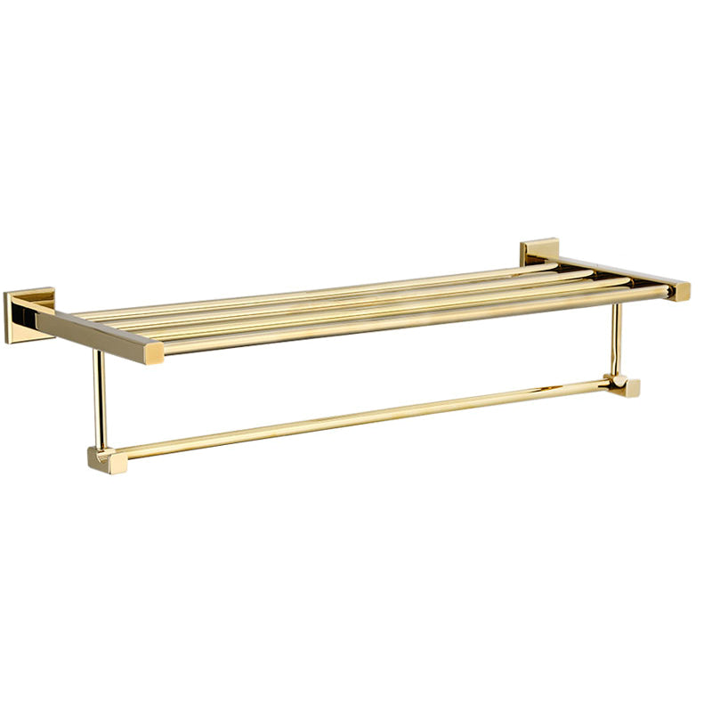 Gold Modern Bathroom Set, Polished Gold, 4 Piece, Towel Bar, Paper Holder