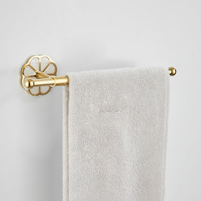 Gold Modern Bathroom Accessory Set, Bath Shelf, Towel Bar, Paper Holder, Robe Hooks