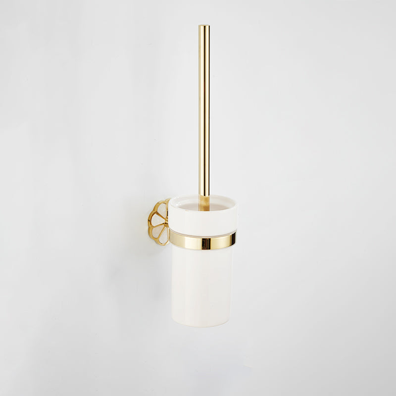 Gold Modern Bathroom Accessory Set, Bath Shelf, Towel Bar, Paper Holder, Robe Hooks