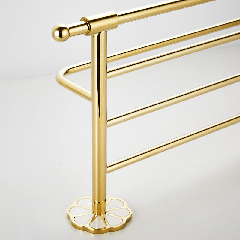 Gold Modern Bathroom Accessory Set, Bath Shelf, Towel Bar, Paper Holder, Robe Hooks