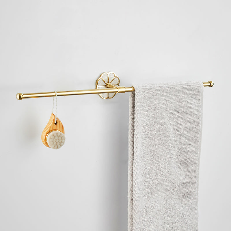 Gold Modern Bathroom Accessory Set, Bath Shelf, Towel Bar, Paper Holder, Robe Hooks