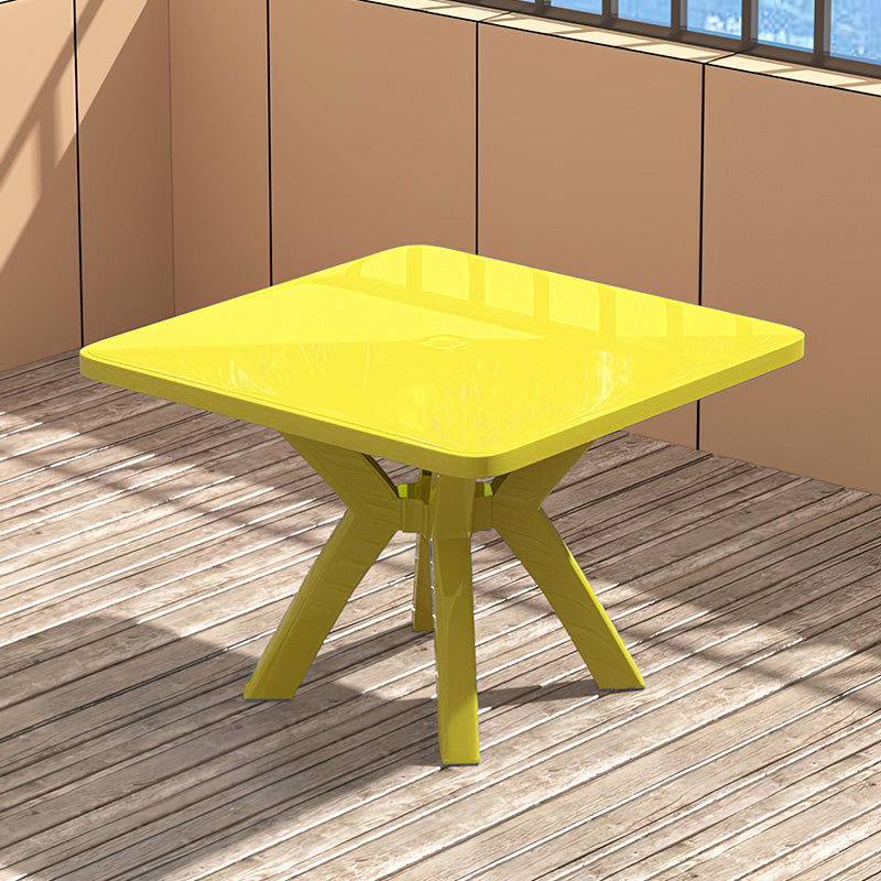 Modern Water Resistant Dining Table Plastic Square Patio Table with Umbrella Hole