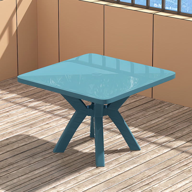 Modern Water Resistant Dining Table Plastic Square Patio Table with Umbrella Hole