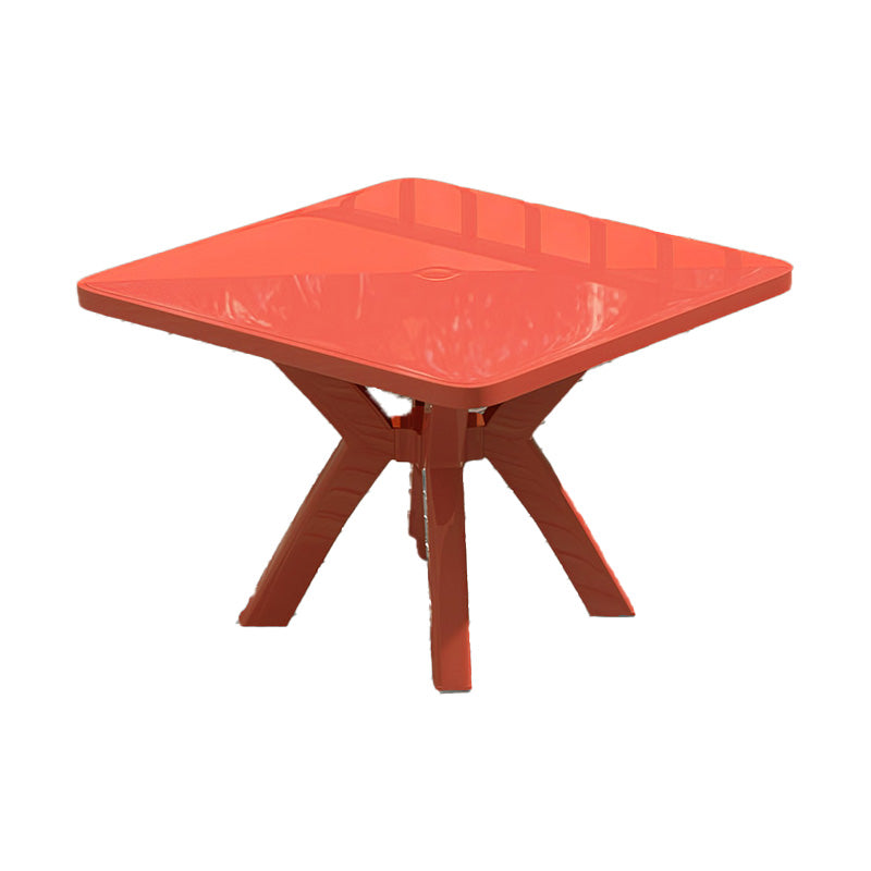 Modern Water Resistant Dining Table Plastic Square Patio Table with Umbrella Hole