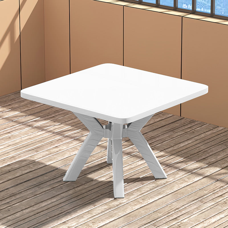 Modern Water Resistant Dining Table Plastic Square Patio Table with Umbrella Hole