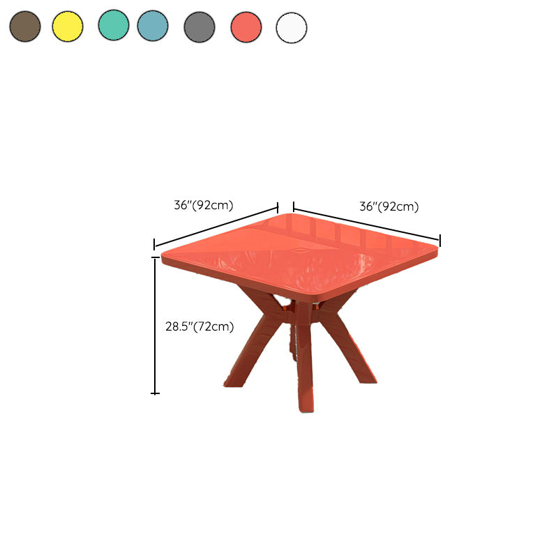 Modern Water Resistant Dining Table Plastic Square Patio Table with Umbrella Hole