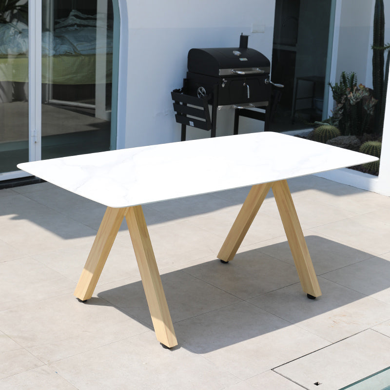 Modern Outdoor Dining Table Fire Resistant Patio Table with Aluminum Frame