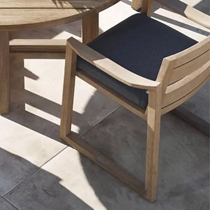 Contemporary Solid Wood Dining Armchair Open Back Outdoors Dining Chairs