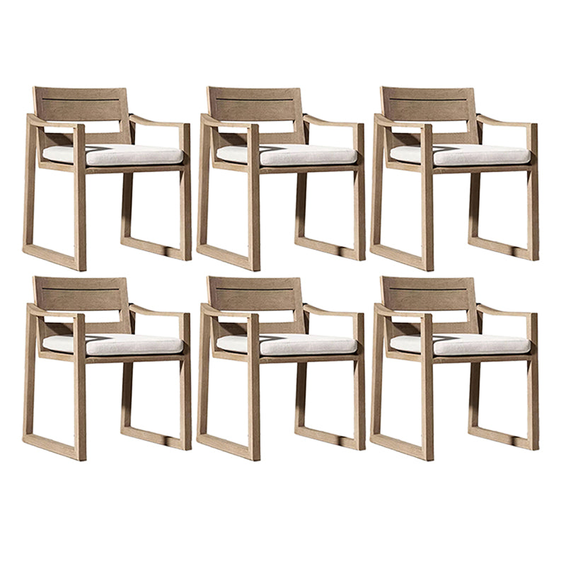 Contemporary Solid Wood Dining Armchair Open Back Outdoors Dining Chairs