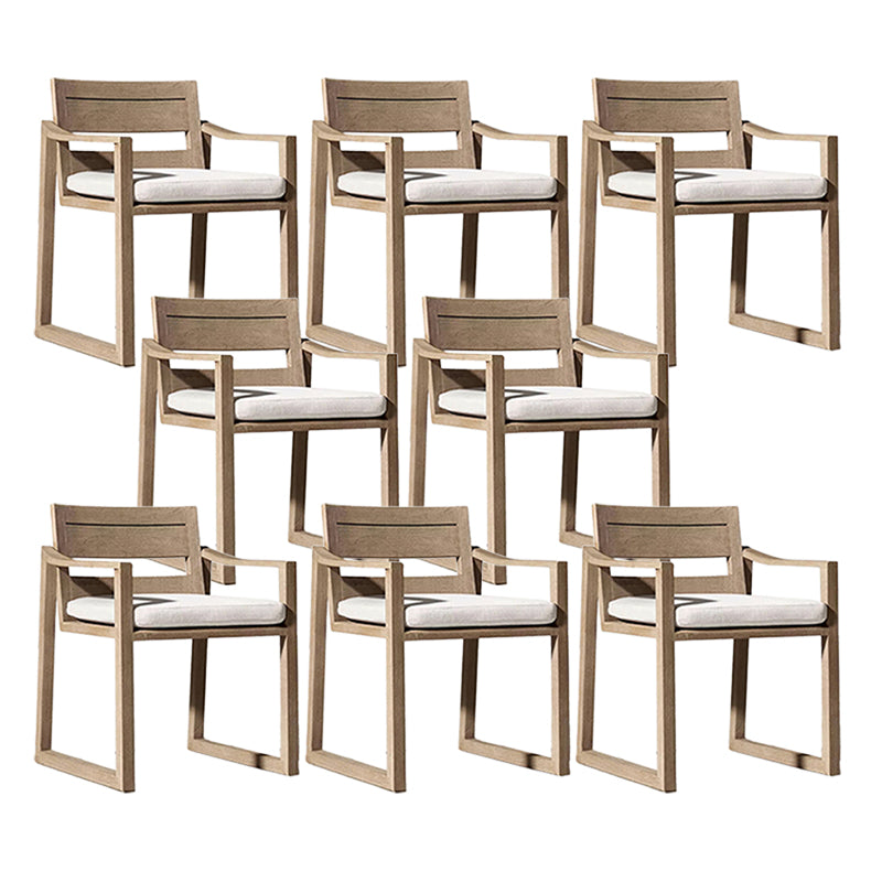 Contemporary Solid Wood Dining Armchair Open Back Outdoors Dining Chairs